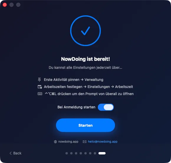 Abschluss-Schritt mit Autostart-Schalter